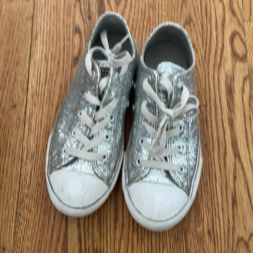 Silver glitter converse